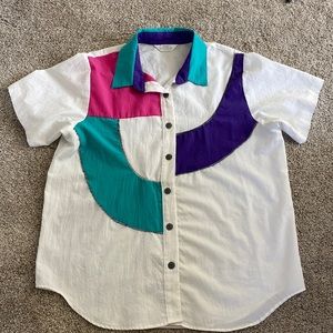 Vintage Colorblock Tee with black and white piping